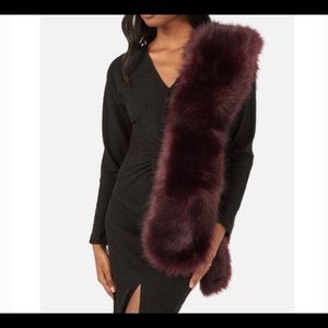 Burgundy faux fur stole